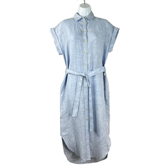 ECOALF Amatista Alf Dress Womens XS Blue Linen Casual Lightweight Everyday - Picture 1 of 10